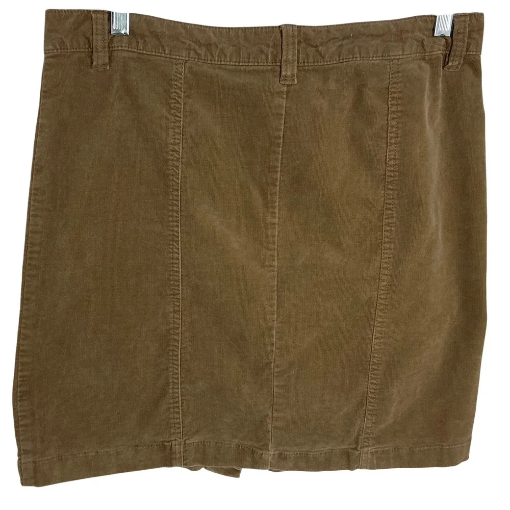 G.H. Bass & Co. Tan Brown Corduroy Button‎ Front Mini Skirt Size 10 Vintage